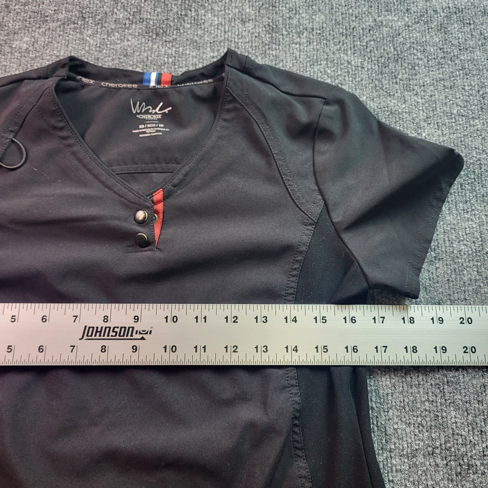 Cherokee WW Workwear Core Stretch Black VNeck Scrub Top Womens XS - Picture 5 of 7